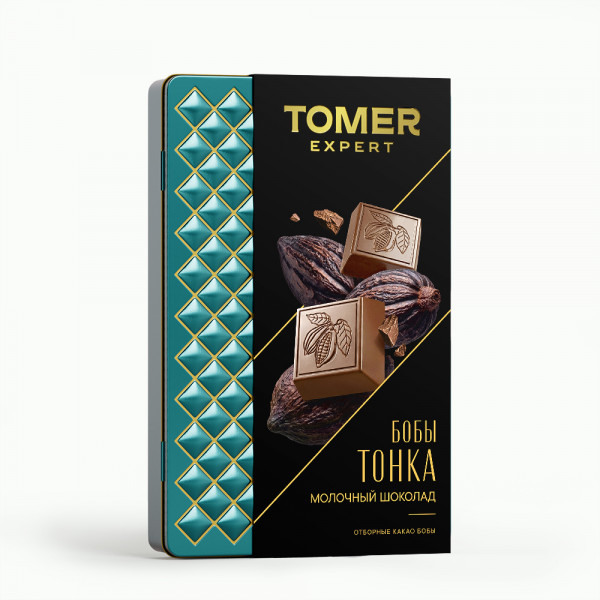 №1 Фабрика Томер металлический бокс Молочный шоколад БОБЫ ТОНКА , 90г в Видном