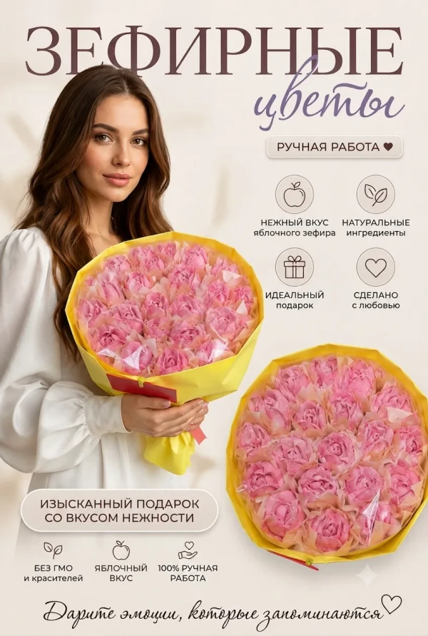 №1 Букет Зефирный Размер XL розовый,350г в Видном